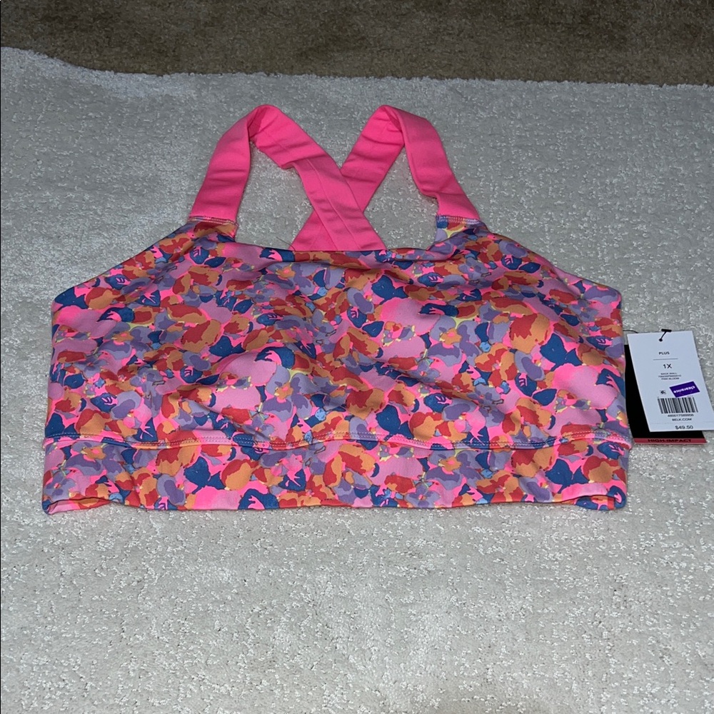 ZELOS Pink Multicolor Sports Bra